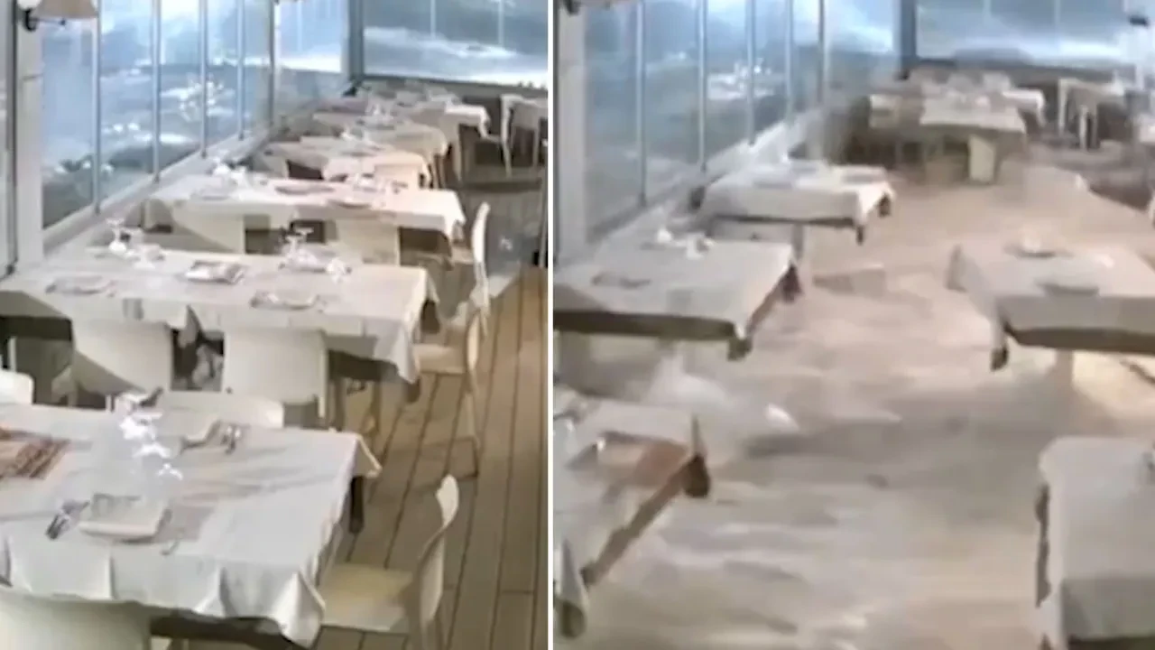 İtalya’yı Harry Siklonu vurdu! Dev dalgalar restoranı yuttu