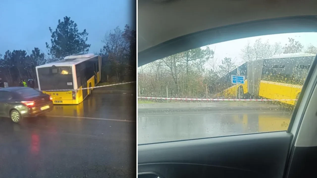 İçinde yolcu bulunan İETT otobüsü ormanlık alana uçtu! Faciadan dönüldü 