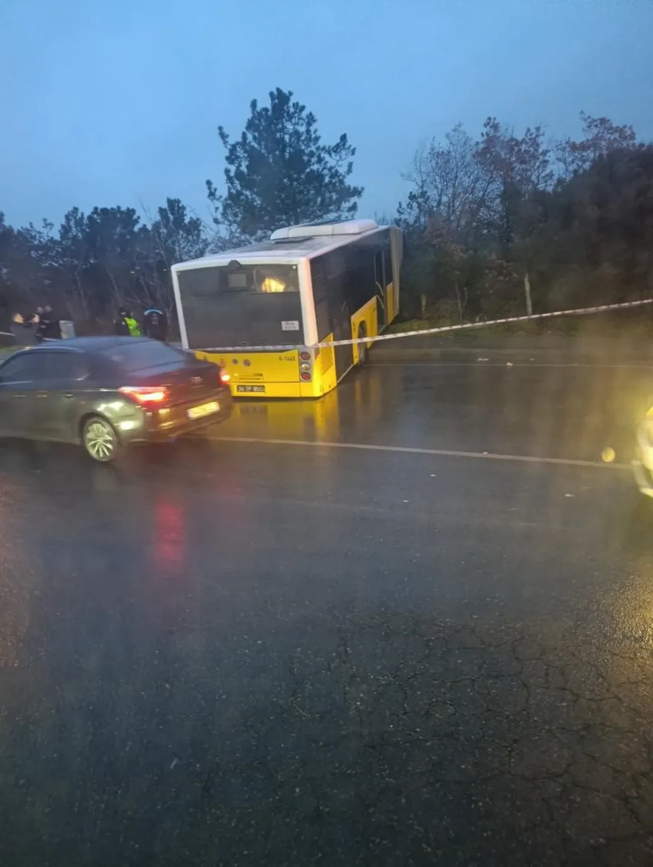 İçinde yolcu bulunan İETT otobüsü ormanlık alana uçtu! Faciadan dönüldü