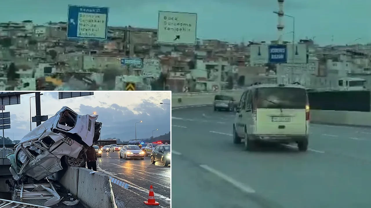 İzmir'deki korkunç kazanın görüntüleri ortaya çıktı: Yolun diğer kısmına savruldu
