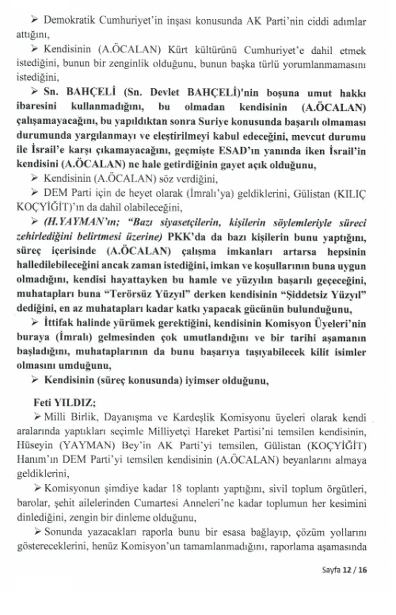 TBMM İmralı'da Abdullah Öcalan ile yapılan komisyon görüşmesinin tutanaklarını paylaştı