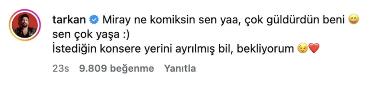 Miray Akovalıgil konsere gidemedi! Komedyene Tarkan'dan bilet jesti geldi 