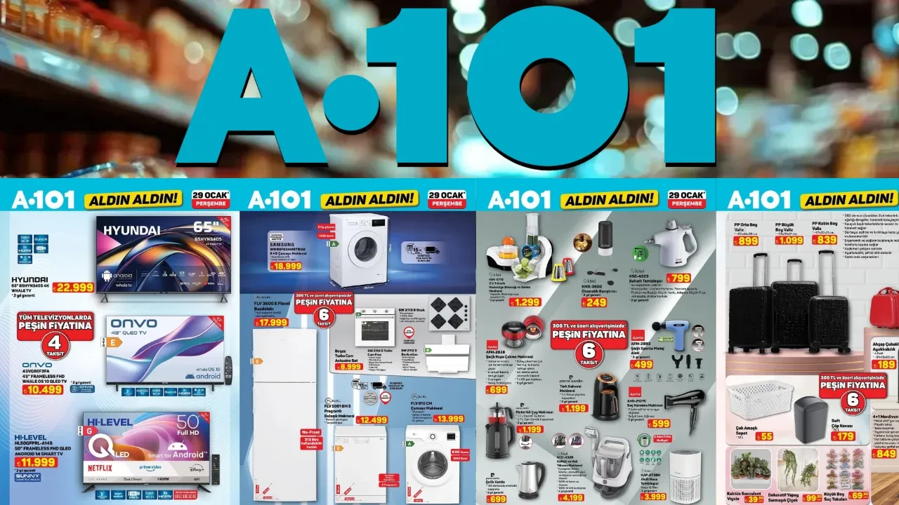 A101 29 Ocak-4 Şubat aktüel yeni ürünler kataloğu, fiyat listesi! Bu perşembe A101 marketlere akıllı gimbal, beyaz eşya seti ve meyve sıkacağı geliyor