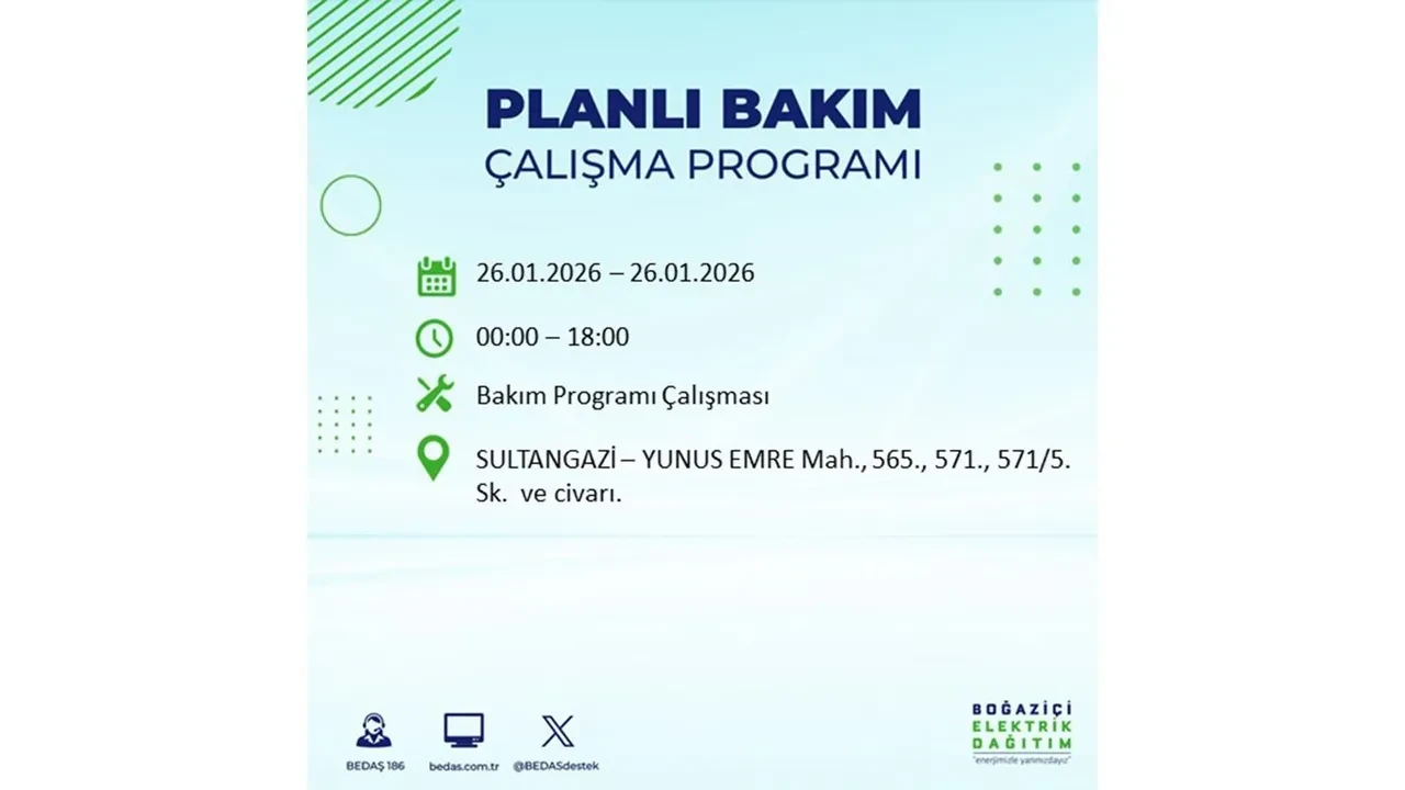 İstanbul’da planlı elektrik kesintileri başladı! Hangi ilçede elektrikler ne zaman gidecek-gelecek? İşte BEDAŞ 26 Ocak çalışma tablosu