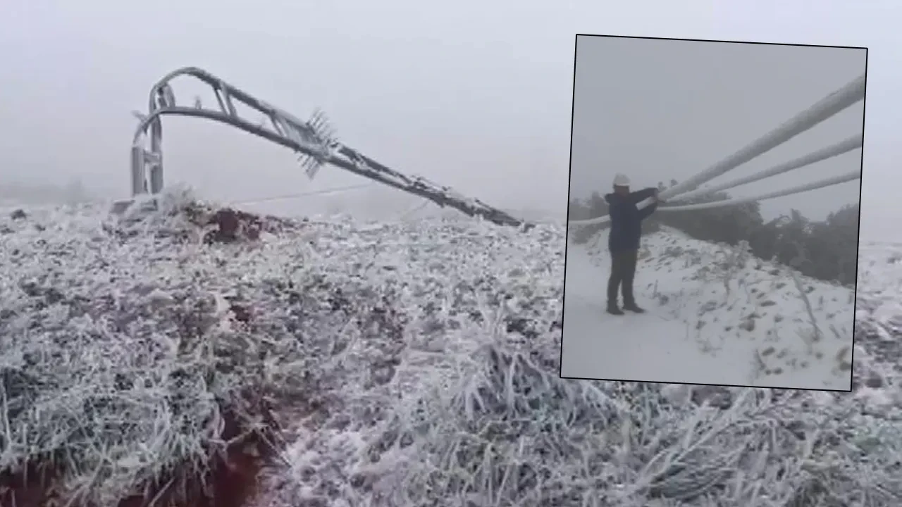 Tipi onlarca elektrik direğini yıktı! Elektrik kesildi, kablolar buz tuttu