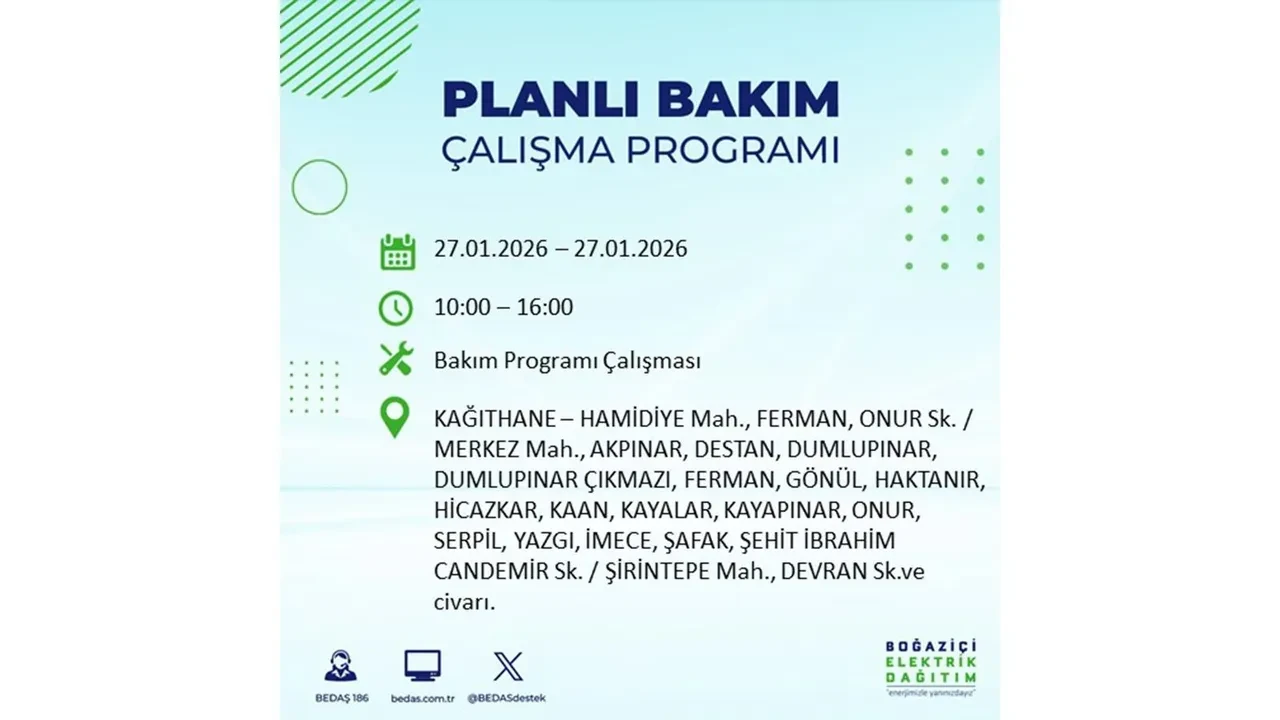 27 Ocak İstanbul elektrik kesintileri açıklaması! 24 ilçede planlı elektrik kesintisi uygulanacak, elektrikler saatlerce gelmeyecek