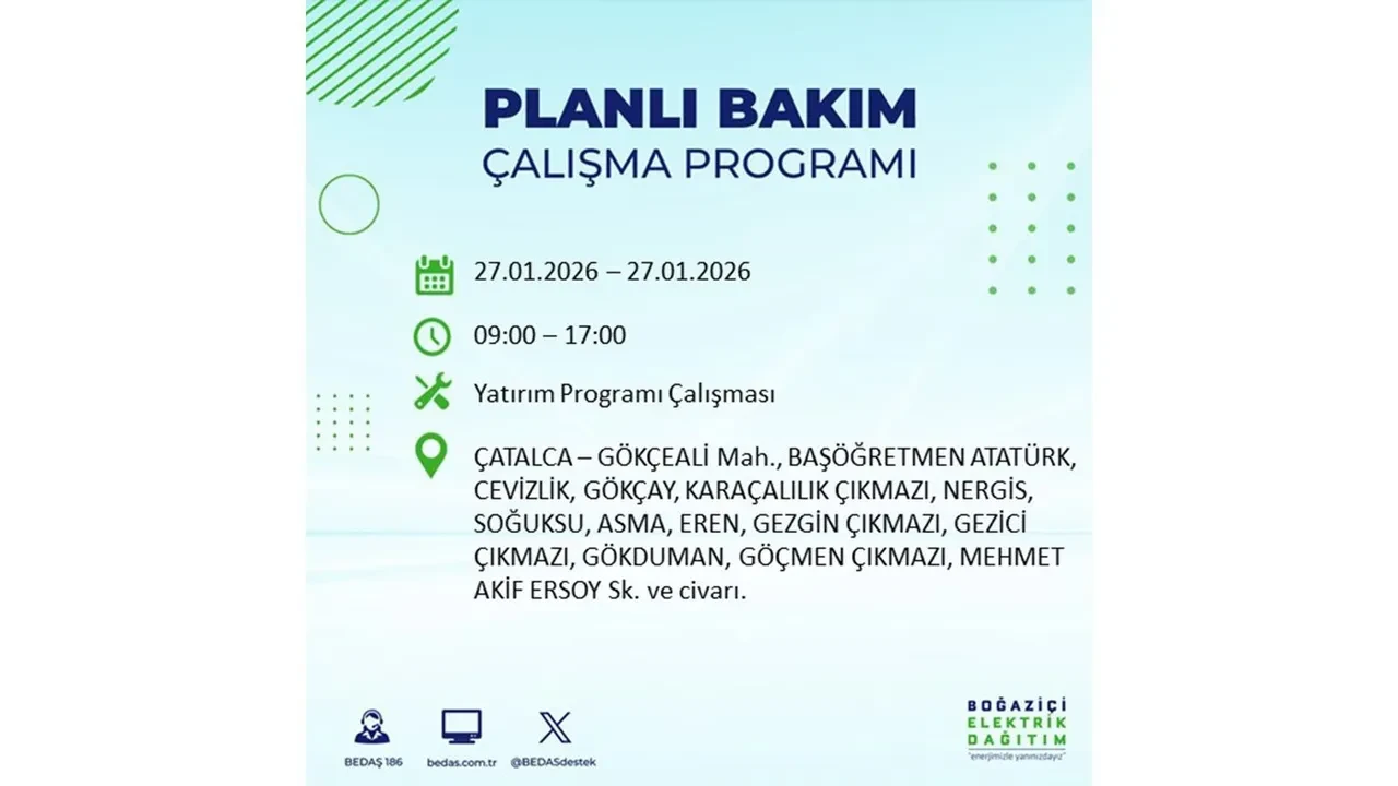 27 Ocak İstanbul elektrik kesintileri açıklaması! 24 ilçede planlı elektrik kesintisi uygulanacak, elektrikler saatlerce gelmeyecek