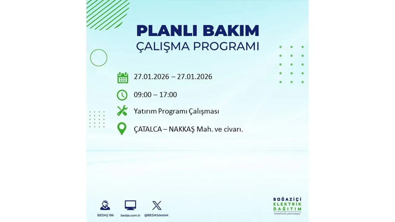 27 Ocak İstanbul elektrik kesintileri açıklaması! 24 ilçede planlı elektrik kesintisi uygulanacak, elektrikler saatlerce gelmeyecek