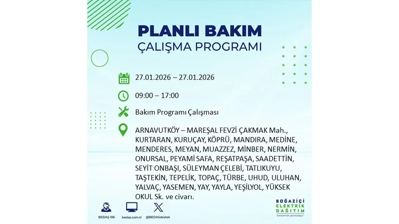 27 Ocak İstanbul elektrik kesintileri açıklaması! 24 ilçede planlı elektrik kesintisi uygulanacak, elektrikler saatlerce gelmeyecek