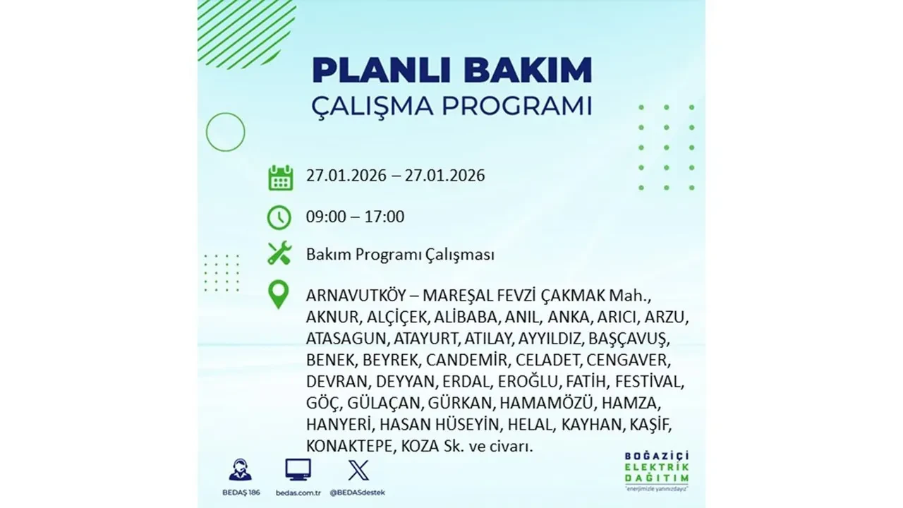 27 Ocak İstanbul elektrik kesintileri açıklaması! 24 ilçede planlı elektrik kesintisi uygulanacak, elektrikler saatlerce gelmeyecek