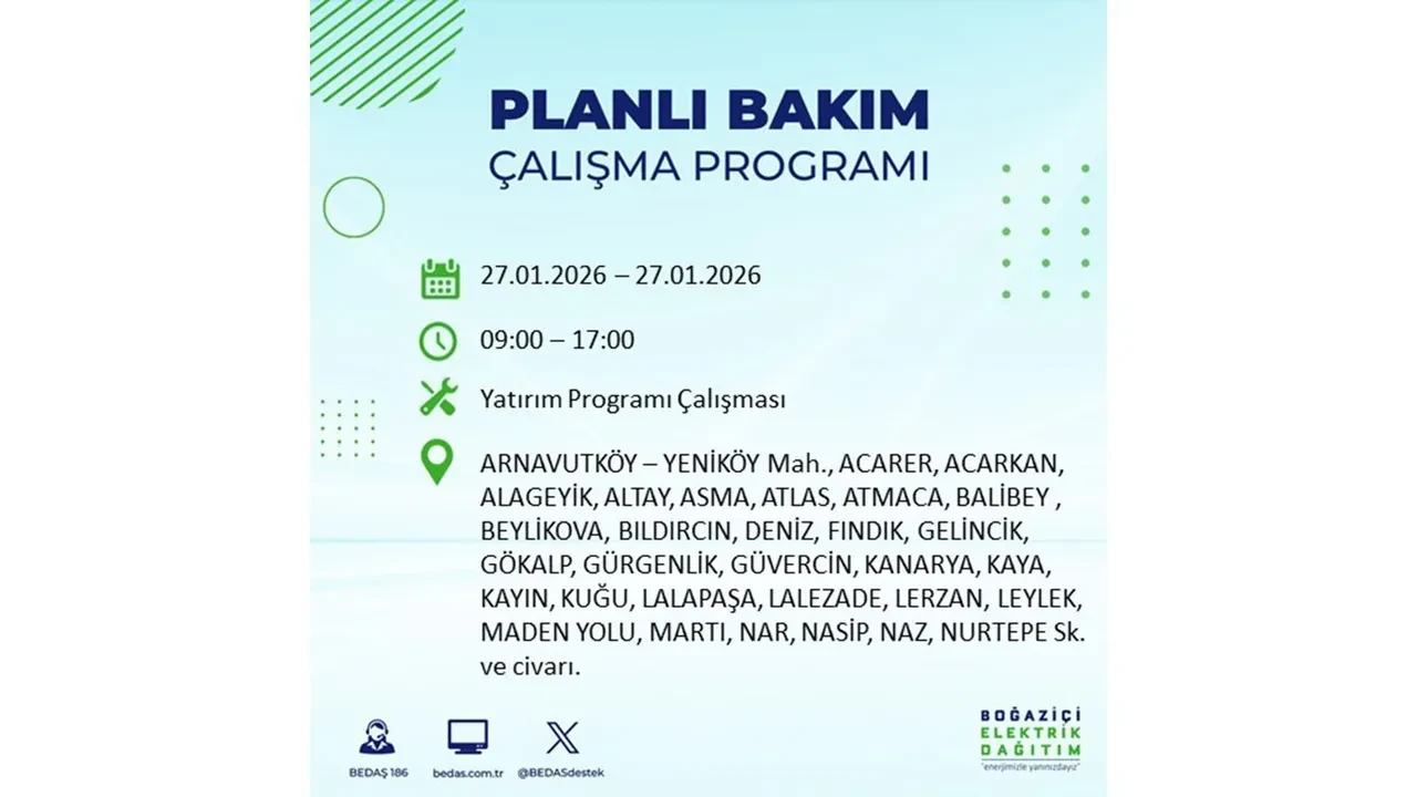 27 Ocak İstanbul elektrik kesintileri açıklaması! 24 ilçede planlı elektrik kesintisi uygulanacak, elektrikler saatlerce gelmeyecek