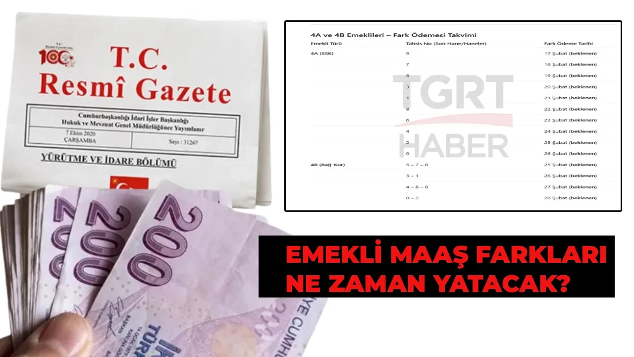 Emekli maaş farkı Resmi Gazete’de yayımlandı mı, farklar ne zaman yatacak? 4A ve 4B 3.119 TL fark ödeme tarihleri