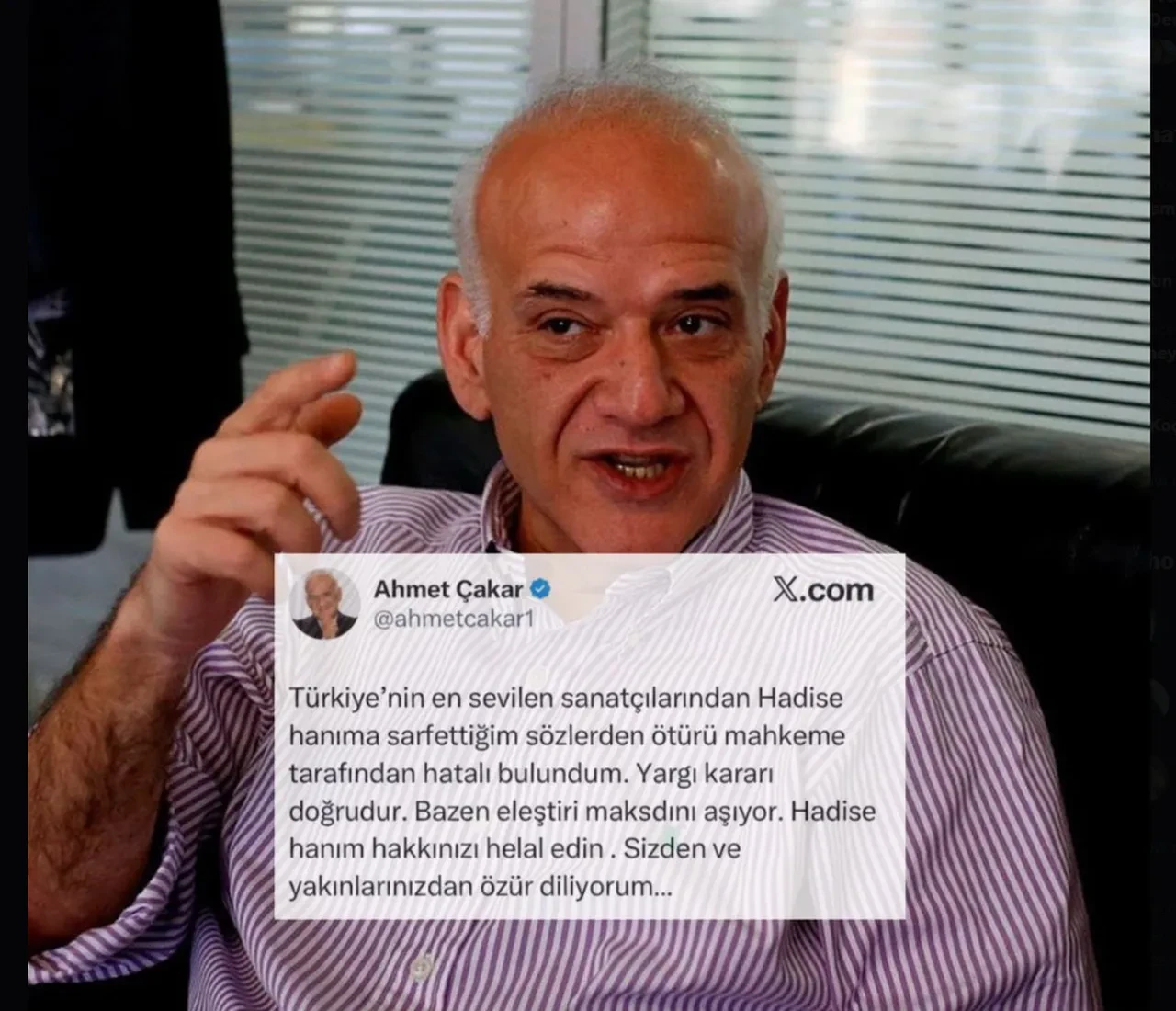 Hakaret davasını kaybeden Ahmet Çakar, Hadise'den özür diledi! 