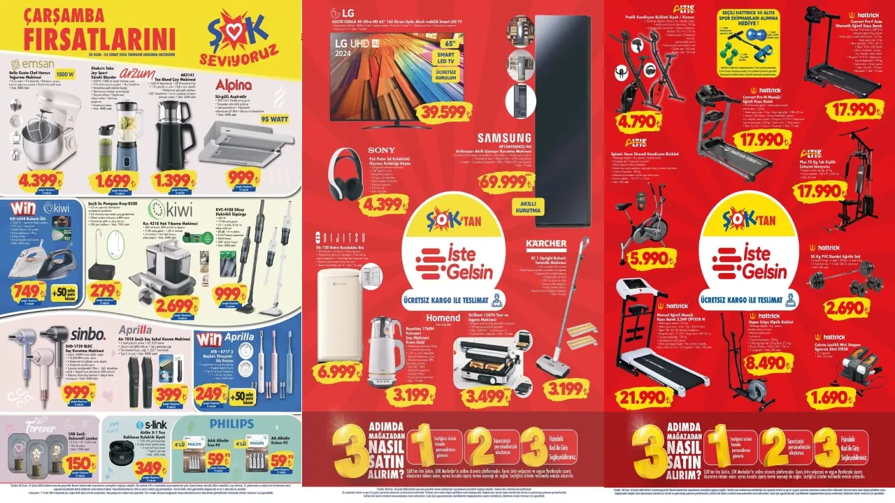 ŞOK 28 Ocak-3 Şubat aktüel ürünler kataloğu 2026! Ütü, saç kurutma makinesi, süpürge, banyo ürünleri, spor ekipmanları ve elektronik ürünler geliyor