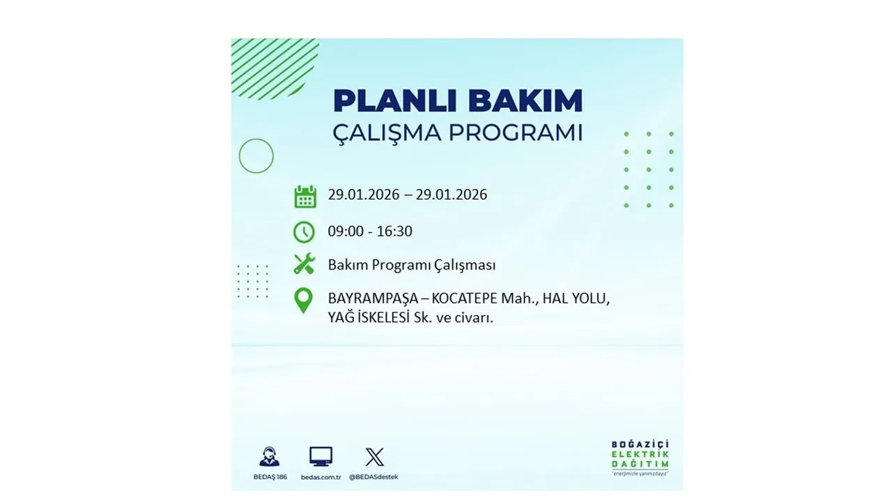 29 Ocak İstanbul elektrik kesintileri tablosu! 18 ilçede planlı elektrik kesintisi uygulanacak, saatlerce enerji verilmeyecek