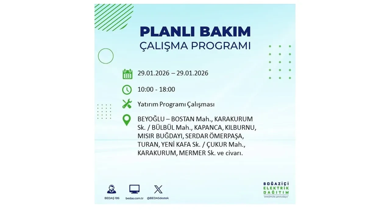 29 Ocak İstanbul elektrik kesintileri tablosu! 18 ilçede planlı elektrik kesintisi uygulanacak, saatlerce enerji verilmeyecek