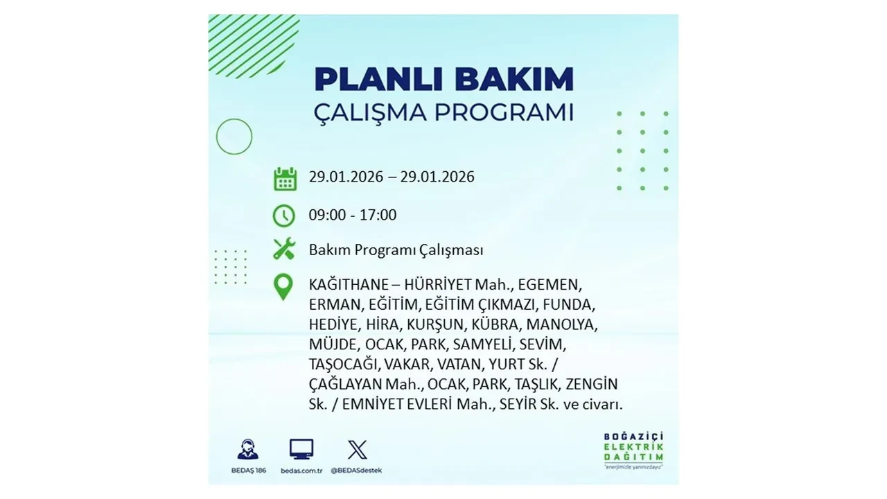 29 Ocak İstanbul elektrik kesintileri tablosu! 18 ilçede planlı elektrik kesintisi uygulanacak, saatlerce enerji verilmeyecek