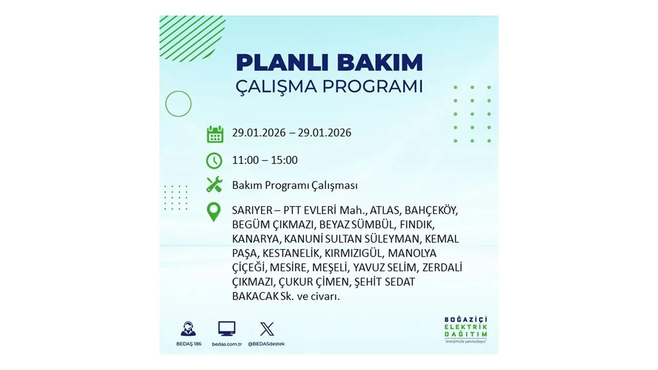 29 Ocak İstanbul elektrik kesintileri tablosu! 18 ilçede planlı elektrik kesintisi uygulanacak, saatlerce enerji verilmeyecek