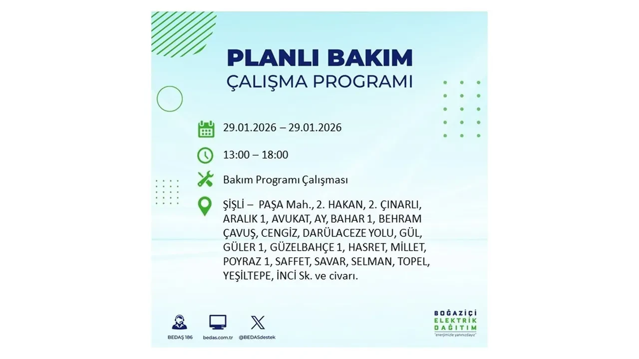 29 Ocak İstanbul elektrik kesintileri tablosu! 18 ilçede planlı elektrik kesintisi uygulanacak, saatlerce enerji verilmeyecek