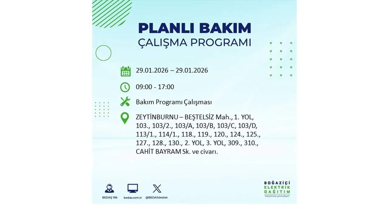 29 Ocak İstanbul elektrik kesintileri tablosu! 18 ilçede planlı elektrik kesintisi uygulanacak, saatlerce enerji verilmeyecek