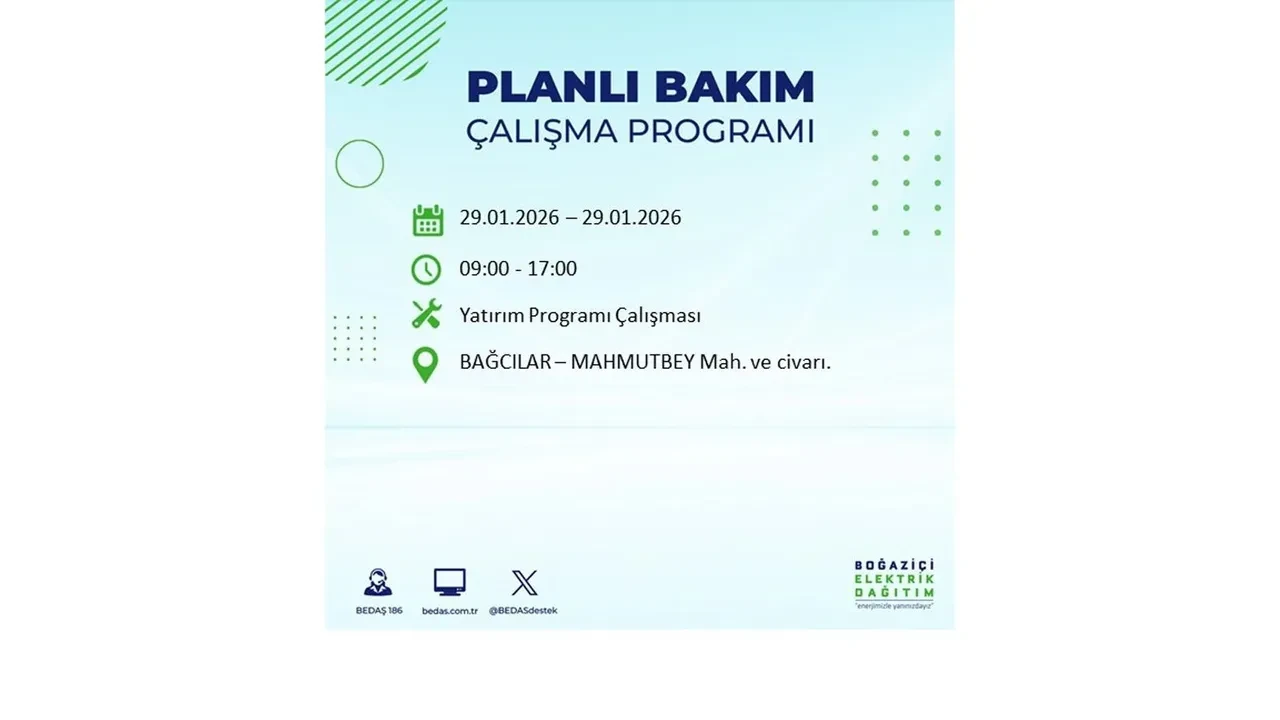 29 Ocak İstanbul elektrik kesintileri tablosu! 18 ilçede planlı elektrik kesintisi uygulanacak, saatlerce enerji verilmeyecek