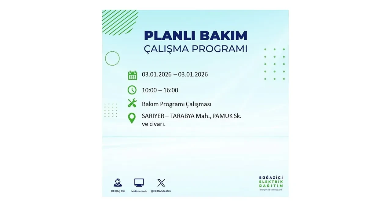 3 Ocak 2026 İstanbul elektrik kesintileri rehberi || Bugün İstanbul’da 8 ilçede planlı elektrik kesintisi uygulanacak
