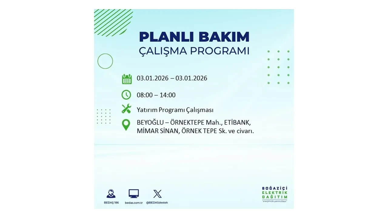 3 Ocak 2026 İstanbul elektrik kesintileri rehberi || Bugün İstanbul’da 8 ilçede planlı elektrik kesintisi uygulanacak