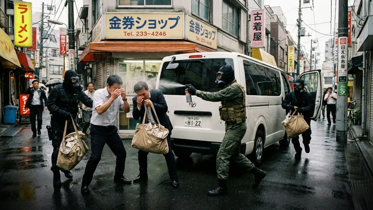 Japonya'da sokak ortasında dev soygun! Biber gazıyla saldırıp saniyeler içinde ortadan kayboldular