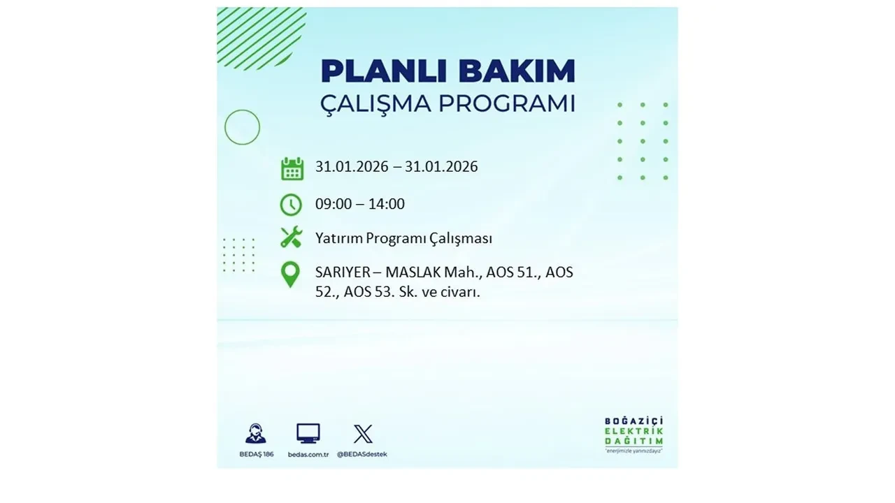 31 Ocak İstanbul elektrik kesintileri açıklaması! BEDAŞ duyurdu: 16 ilçede planlı elektrik kesintisi uygulanacak