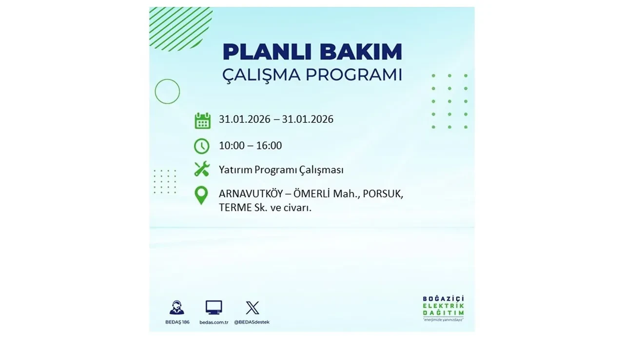 31 Ocak İstanbul elektrik kesintileri açıklaması! BEDAŞ duyurdu: 16 ilçede planlı elektrik kesintisi uygulanacak