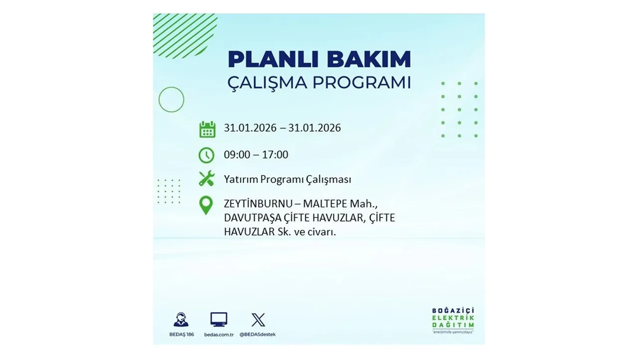 31 Ocak İstanbul elektrik kesintileri açıklaması! BEDAŞ duyurdu: 16 ilçede planlı elektrik kesintisi uygulanacak