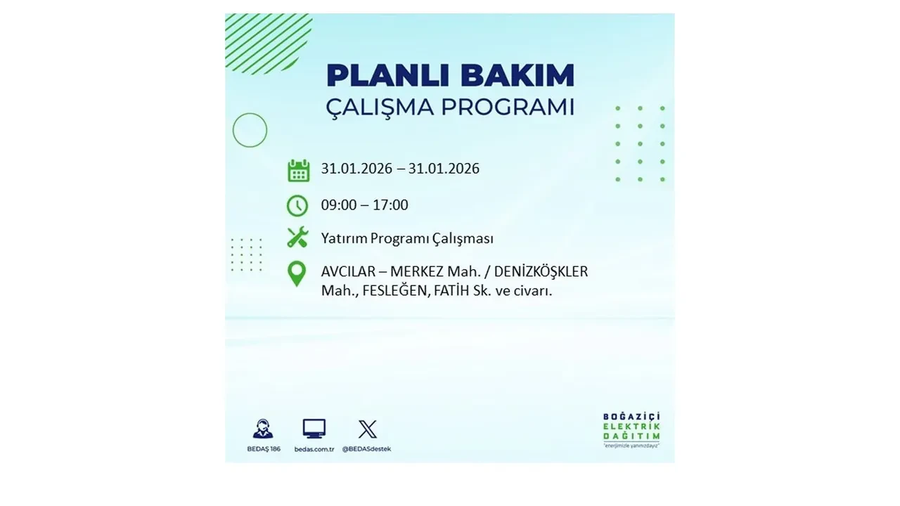 31 Ocak İstanbul elektrik kesintileri açıklaması! BEDAŞ duyurdu: 16 ilçede planlı elektrik kesintisi uygulanacak