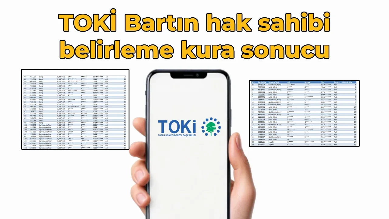 TOKİ Bartın 1.620 konut kura sonuçları hak sahipleri listesi 2026! TOKİ Bartın kura sonuçları sorgulama ekranı
