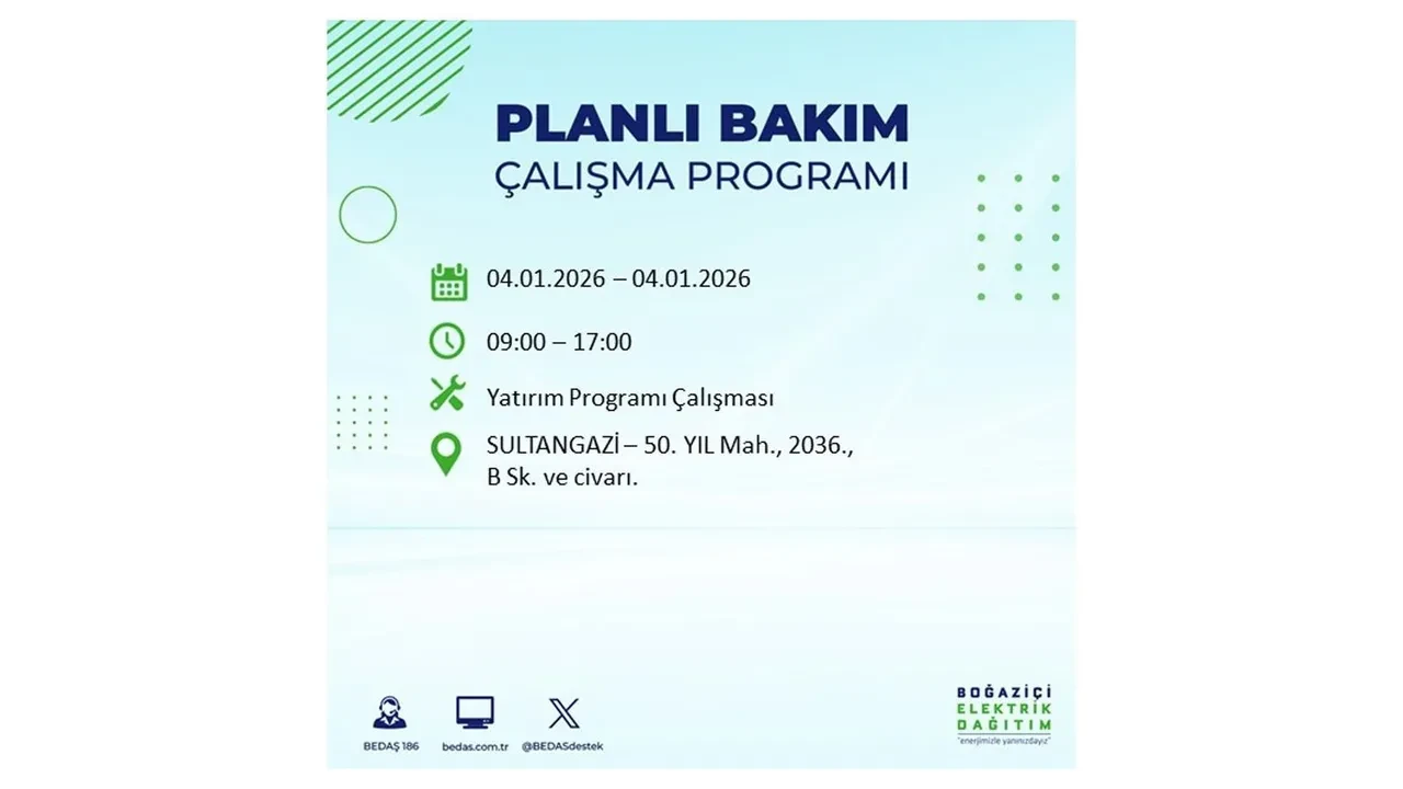 4 Ocak İstanbul elektrik kesintisi 2026! BEDAŞ uyardı! 7 ilçede planlı elektrik kesintisi gerçekleşecek