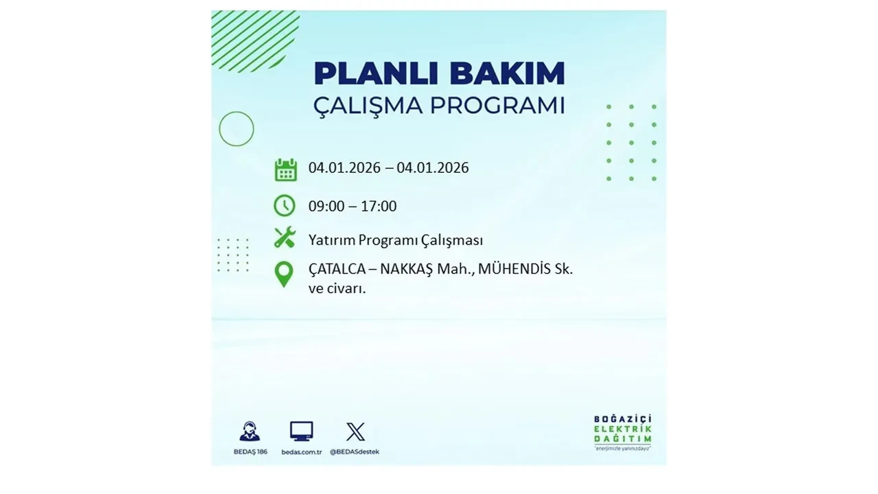 4 Ocak İstanbul elektrik kesintisi 2026! BEDAŞ uyardı! 7 ilçede planlı elektrik kesintisi gerçekleşecek