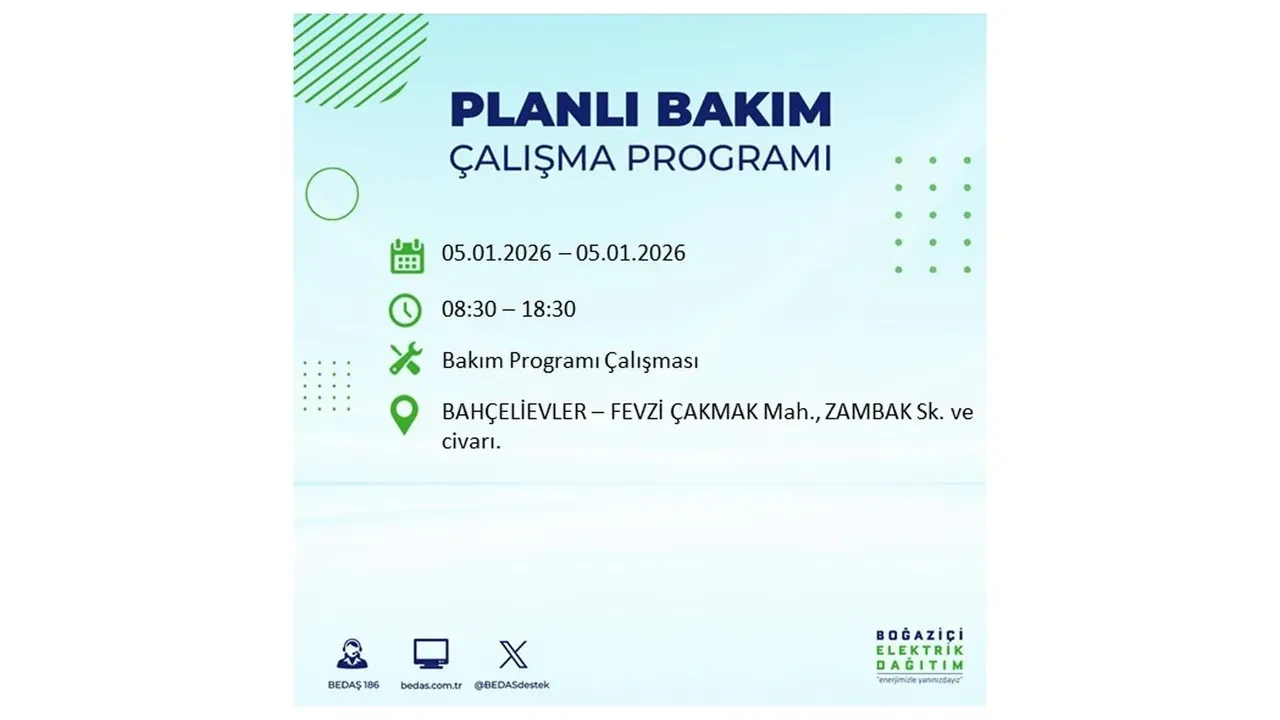 5 Ocak 2026 İstanbul elektrik kesintileri || Kent genelinde 11 ilçede planlı elektrik kesintisi uygulanacak: İstanbul’da elektrikler ne zaman gelecek?