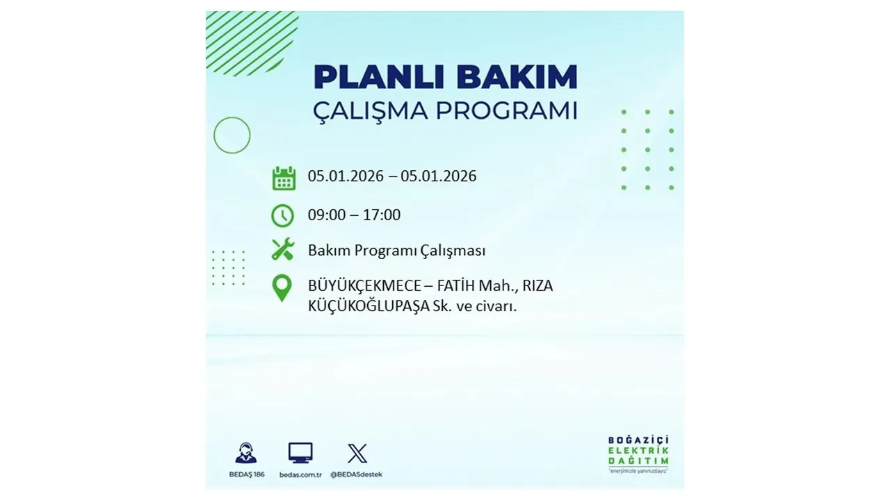 5 Ocak 2026 İstanbul elektrik kesintileri || Kent genelinde 11 ilçede planlı elektrik kesintisi uygulanacak: İstanbul’da elektrikler ne zaman gelecek?