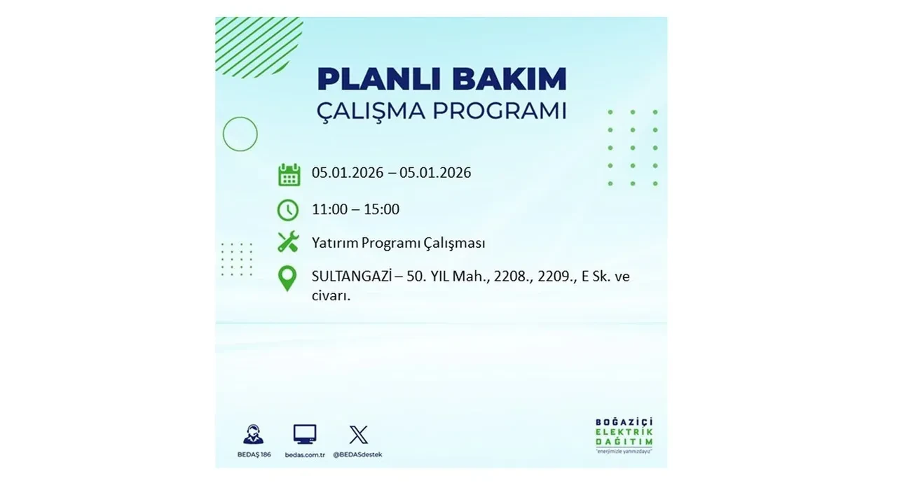 5 Ocak 2026 İstanbul elektrik kesintileri || Kent genelinde 11 ilçede planlı elektrik kesintisi uygulanacak: İstanbul’da elektrikler ne zaman gelecek?