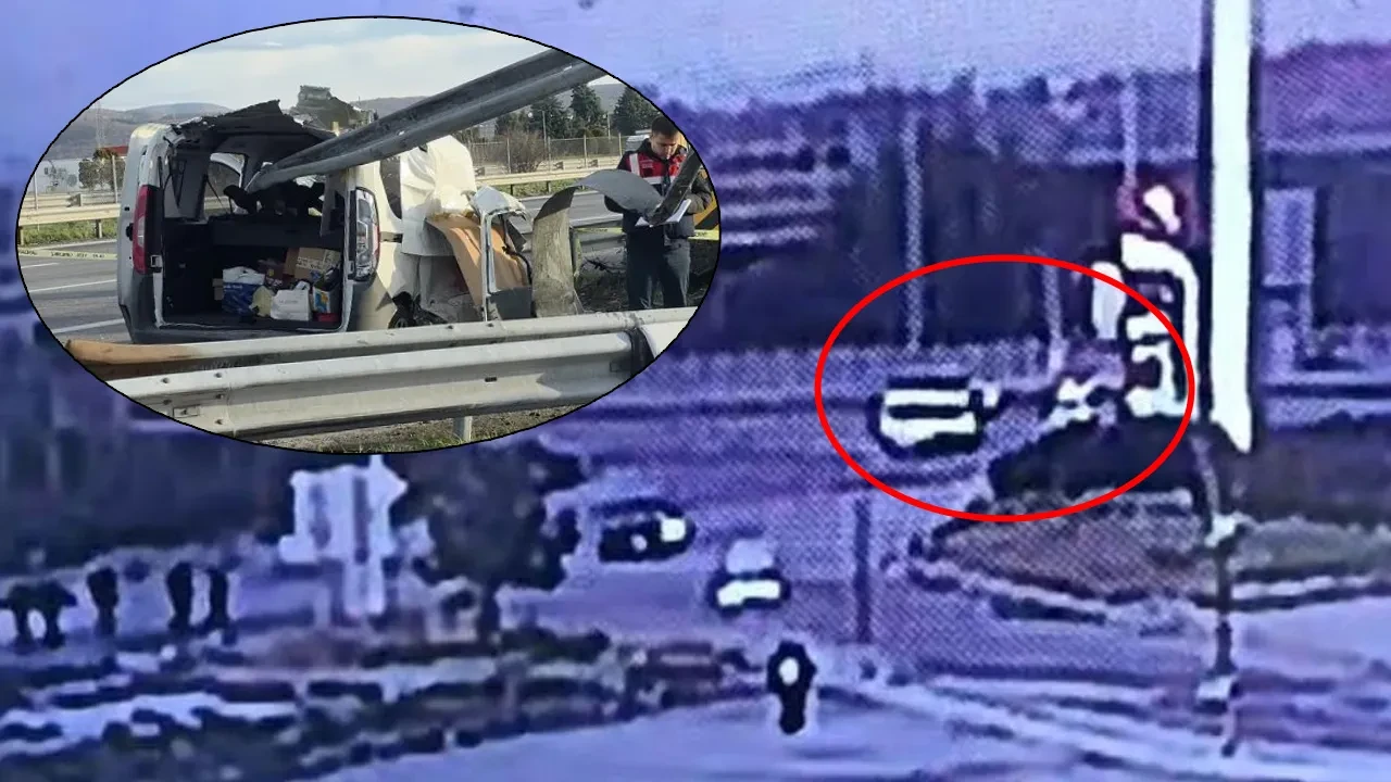 Bariyerlere ok gibi saplandı! 2 kişinin feci şekilde öldüğü kaza kamerada