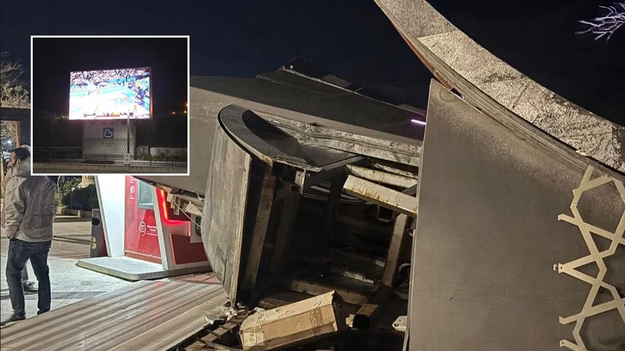 Lodos belediyenin dev ekranını yerle bir etti