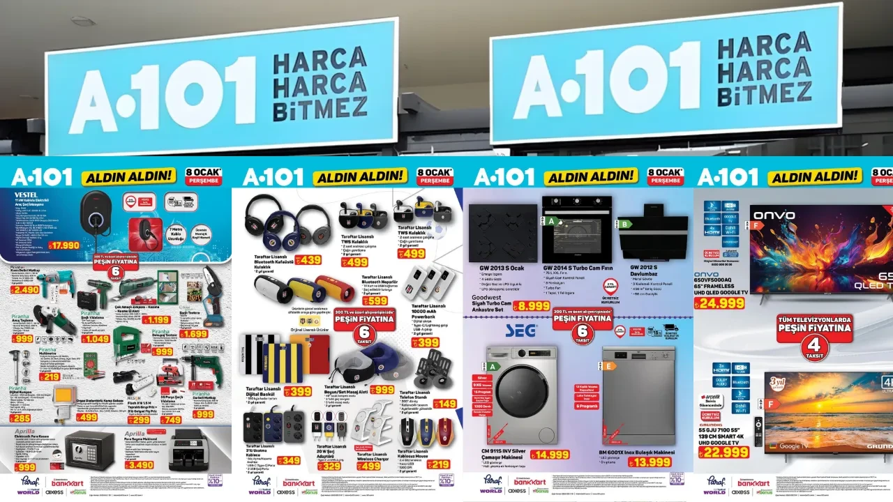 A101 8-14 Ocak Aktüel Ürünler Kataloğu! A101 Aldın Aldın afişinde bu hafta banyo dolap seti, elektrikli araba şarj istasyonu ve elektrikli araç geliyor