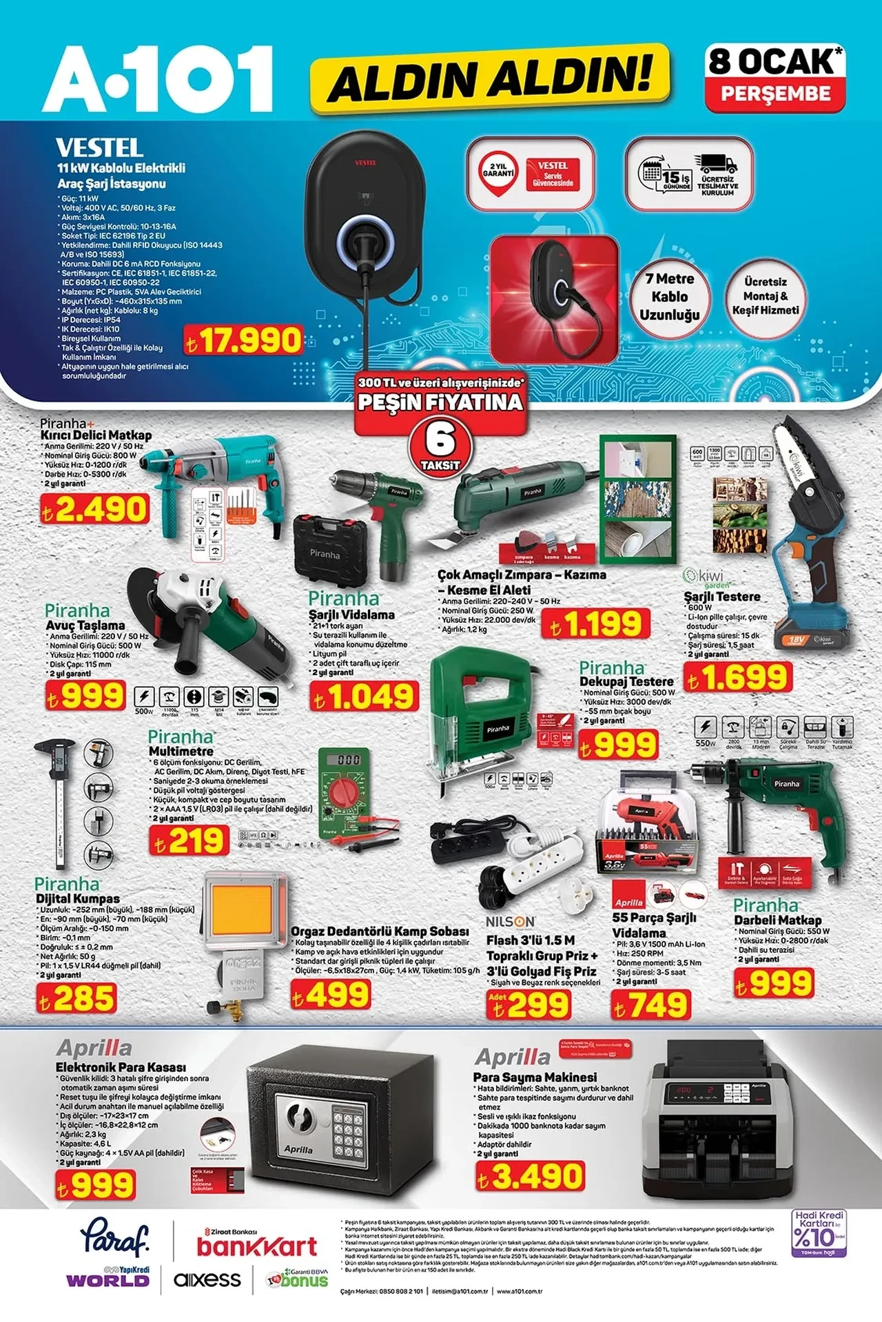 A101 AKTÜEL ÜRÜNLER 8 Ocak! A101 aktüel kataloğunda Galatasaray, Fenerbahçe, Beşiktaş taraftar ürünleri, elektrikli araba şarj istasyonu, ankastre seti yer aldı