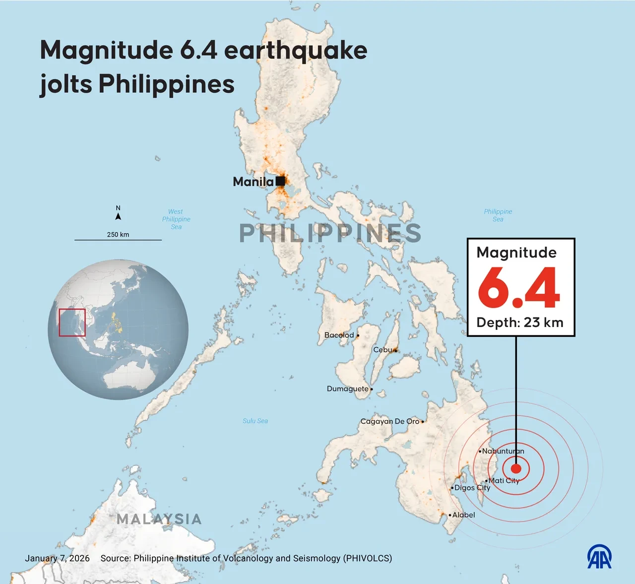 Filipinler'de 6,4 büyüklüğünde deprem!