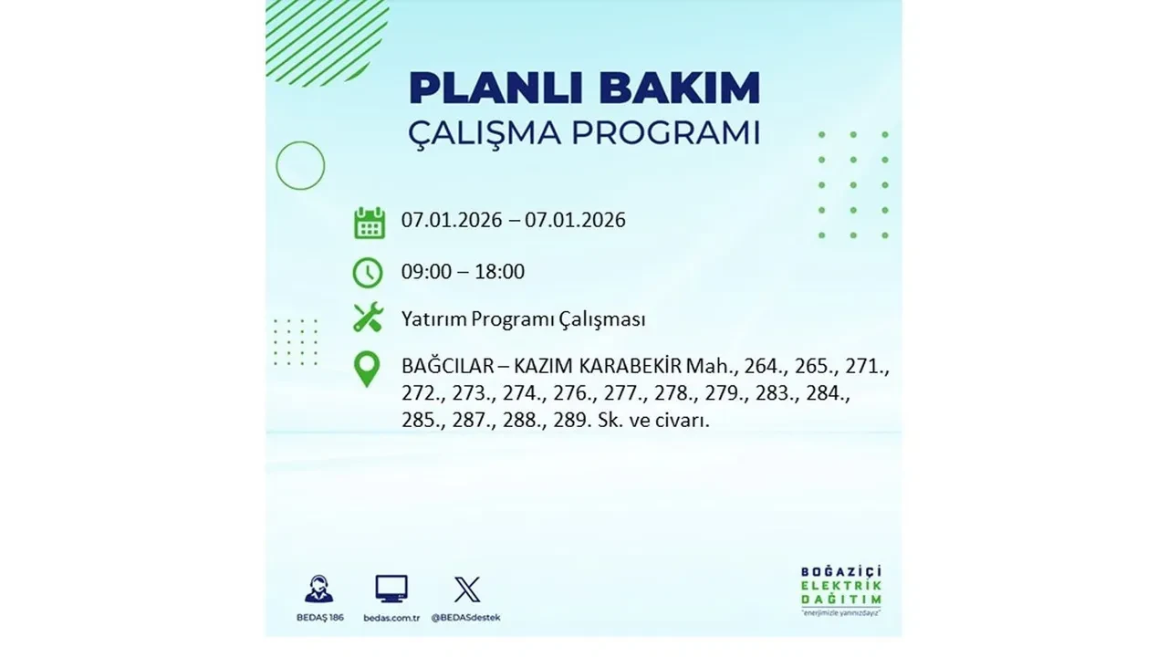 İstanbul’da geniş çaplı elektrik kesintisi! 7 Ocak Çarşamba günü 18 ilçede planlı elektrik kesintisi uygulanacak >> İşte o ilçe ve mahalleler