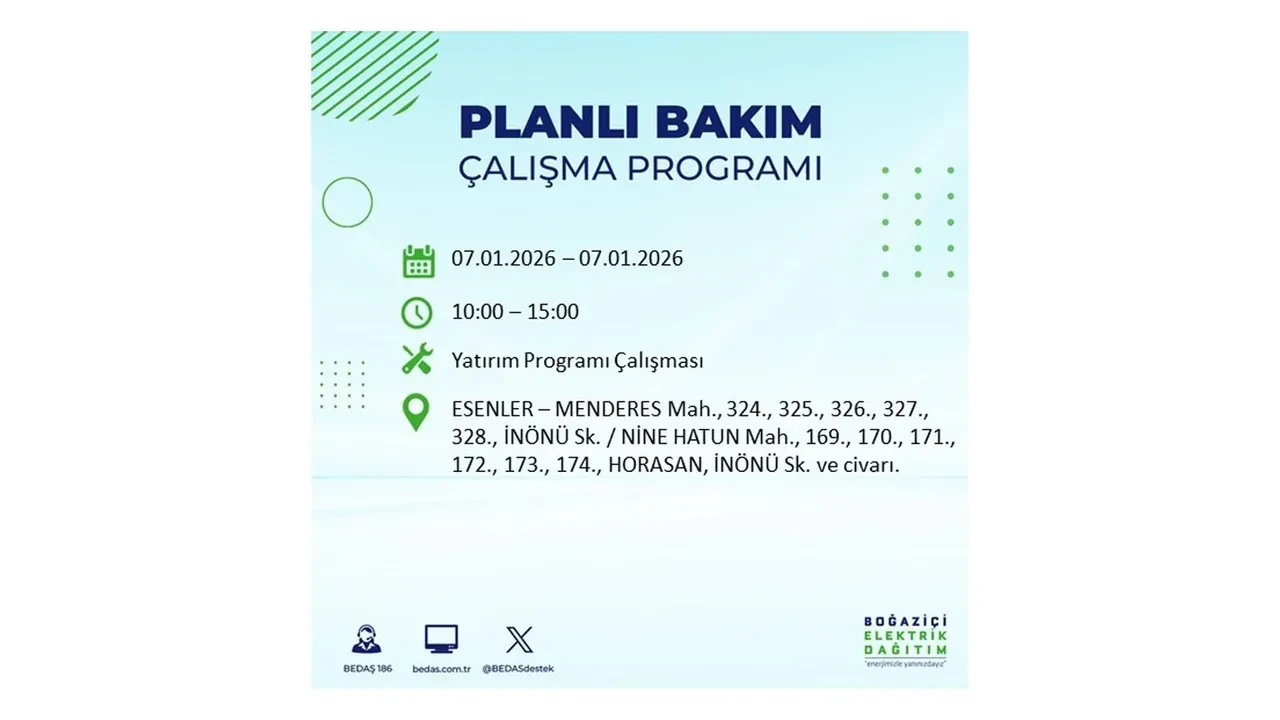 İstanbul’da geniş çaplı elektrik kesintisi! 7 Ocak Çarşamba günü 18 ilçede planlı elektrik kesintisi uygulanacak >> İşte o ilçe ve mahalleler