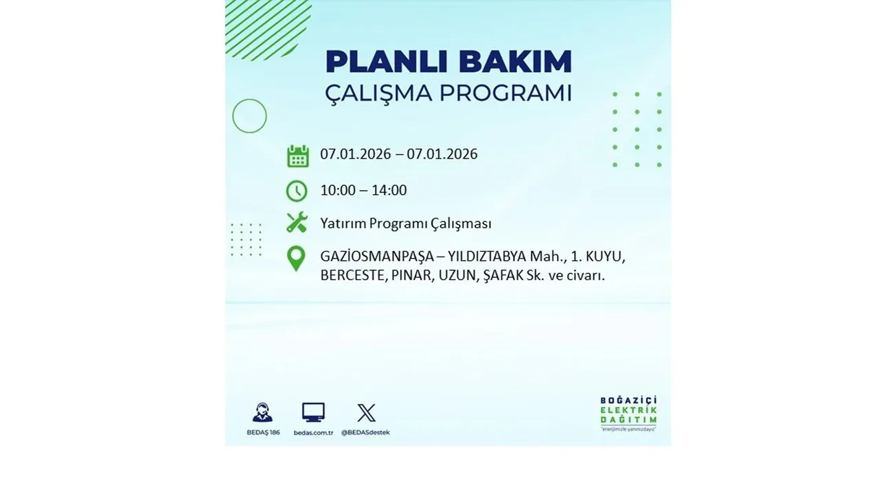 İstanbul’da geniş çaplı elektrik kesintisi! 7 Ocak Çarşamba günü 18 ilçede planlı elektrik kesintisi uygulanacak >> İşte o ilçe ve mahalleler