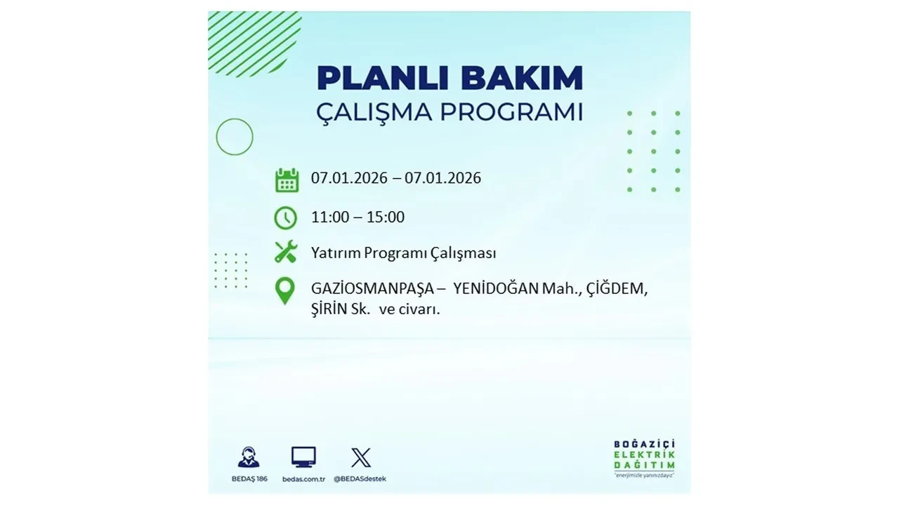 İstanbul’da geniş çaplı elektrik kesintisi! 7 Ocak Çarşamba günü 18 ilçede planlı elektrik kesintisi uygulanacak >> İşte o ilçe ve mahalleler