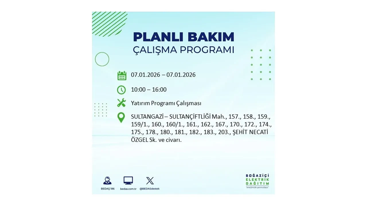İstanbul’da geniş çaplı elektrik kesintisi! 7 Ocak Çarşamba günü 18 ilçede planlı elektrik kesintisi uygulanacak >> İşte o ilçe ve mahalleler