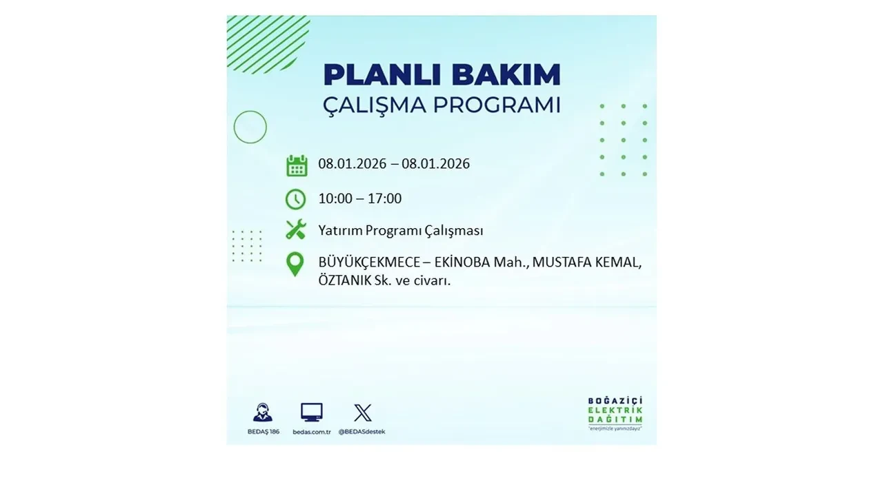8 Ocak 2026 İstanbul elektrik kesintileri rehberi || 21 ilçede planlı elektrik kesintisi uygulanacak: İstanbul’da elektrikler ne zaman gelecek?