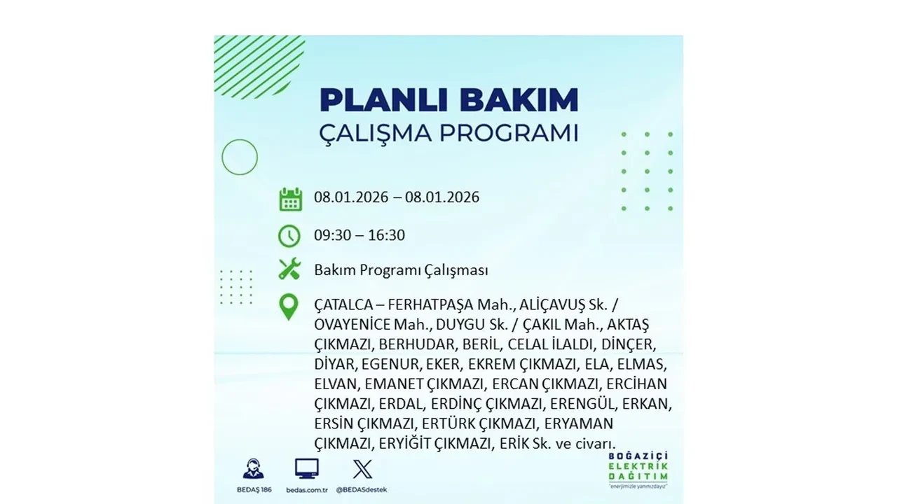 8 Ocak 2026 İstanbul elektrik kesintileri rehberi || 21 ilçede planlı elektrik kesintisi uygulanacak: İstanbul’da elektrikler ne zaman gelecek?